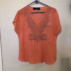 Salmon Blouse with stitched neck detail